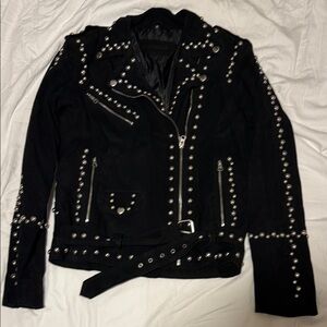 Black Leather Jacket with Silver Studs